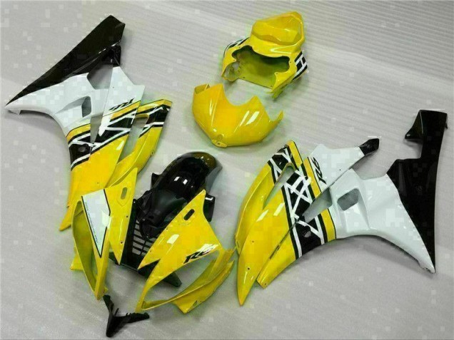 Amarillo Blanco Negro Moto Plástica Yamaha R6 06-07 Amarillo Blanco Negro Moto Plástica Yamaha R6 06-07