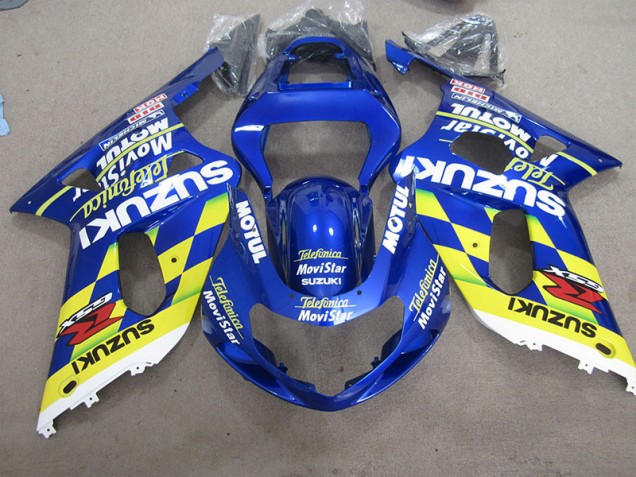 Azul Amarillo Telefumia Movistar Carenado Moto Suzuki GSXR 600 K1 K2 K3 01-03 Azul Amarillo Telefumia Movistar Carenado Moto Suzuki GSXR 600 K1 K2 K3 01-03