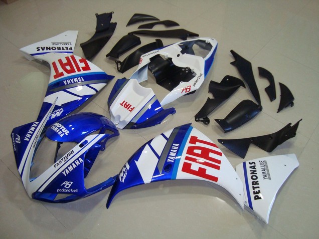 Azul Blanco Fiat Carenado Moto Yamaha R1 12-14 Azul Blanco Fiat Carenado Moto Yamaha R1 12-14