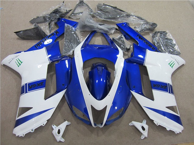 Azul Blanco Monster Carenado Moto Kawasaki ZX6R 07-08 Azul Blanco Monster Carenado Moto Kawasaki ZX6R 07-08