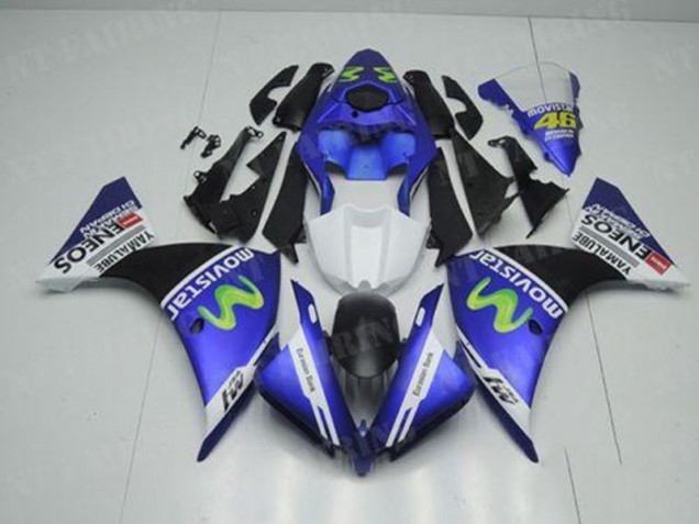 Azul Blanco Negro Kit Carenado Moto Yamaha R1 12-14 Azul Blanco Negro Kit Carenado Moto Yamaha R1 12-14