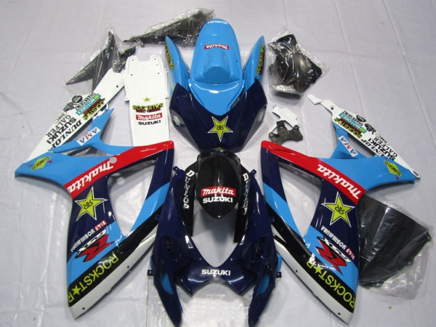 Azul Blanco Rockstar Makita Carenado Moto Suzuki GSXR 600 K6 06-07 Azul Blanco Rockstar Makita Carenado Moto Suzuki GSXR 600 K6 06-07