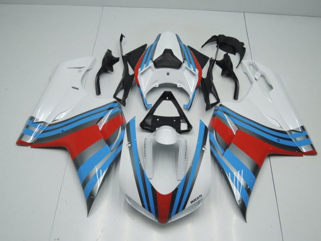Azul Blanco Rojo Carenado Moto Ducati 848 1098 1198 07-14 Azul Blanco Rojo Carenado Moto Ducati 848 1098 1198 07-14
