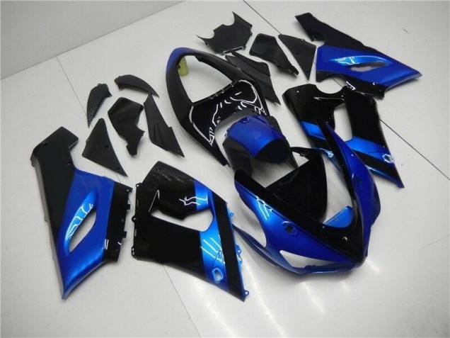 Azul Negro Kits Completo Carenado Moto ABS Kawasaki ZX6R 05-06