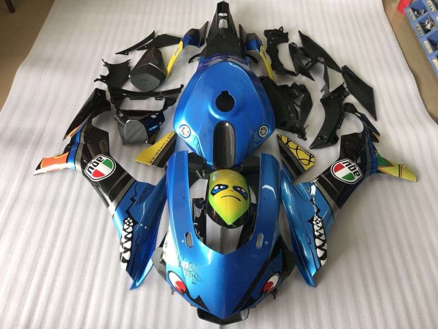 Azul Tiburón Carenado Moto Yamaha R1 15-19 Azul Tiburón Carenado Moto Yamaha R1 15-19