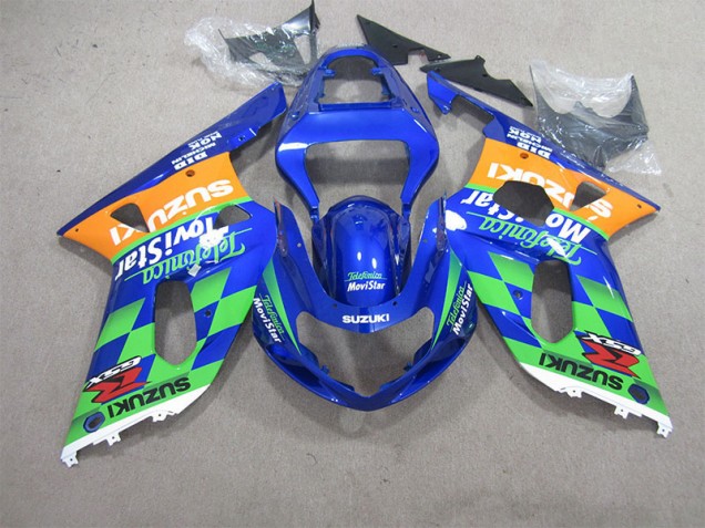 Azul Verde Telefumia Movistar Carenado Moto Suzuki GSXR 600 K1 K2 K3 01-03 Azul Verde Telefumia Movistar Carenado Moto Suzuki GSXR 600 K1 K2 K3 01-03