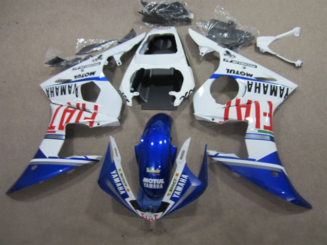Blanco Azul Motul Fiat Carenado Moto Yamaha R6 03-05 Blanco Azul Motul Fiat Carenado Moto Yamaha R6 03-05