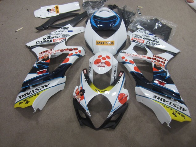 Blanco Azul Oscuro Dog Carenado Moto Suzuki GSXR 1000 K7 07-08