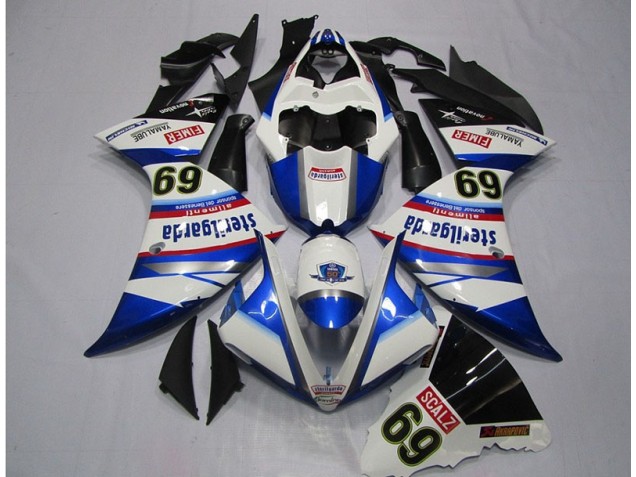 Blanco Azul Sterilgarda SCALZ 69 Carenado Moto Yamaha R1 09-11 Blanco Azul Sterilgarda SCALZ 69 Carenado Moto Yamaha R1 09-11