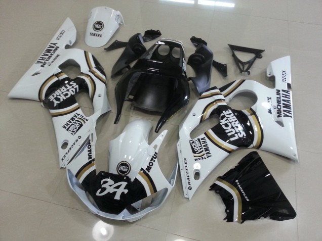 Blanco Negro Carenado Moto Yamaha R6 98-02