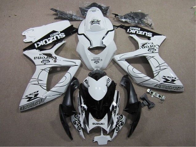 Blanco Negro Corona Extra Carenado Moto Suzuki GSXR 600 K6 06-07 Blanco Negro Corona Extra Carenado Moto Suzuki GSXR 600 K6 06-07