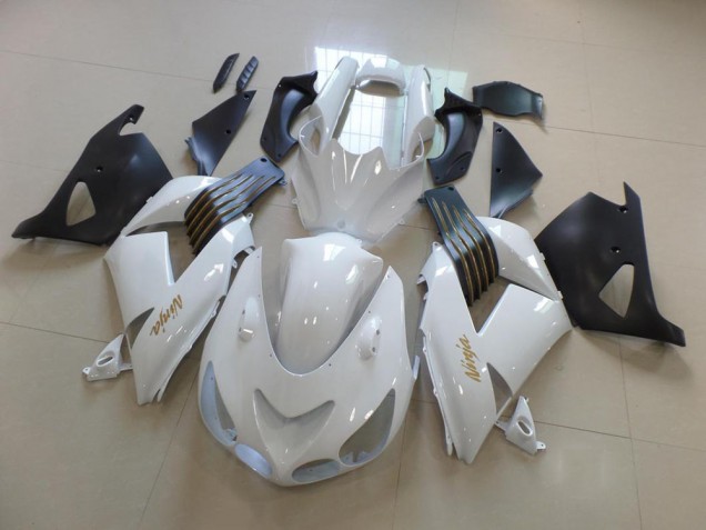 Blanco & Negro Mate Carenado Moto Kawasaki ZX14R ZZR 1400 06-11 Blanco & Negro Mate Carenado Moto Kawasaki ZX14R ZZR 1400 06-11