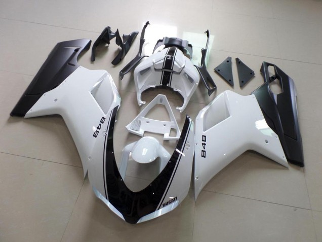 Blanco & Negro Raya Carenado Moto Ducati 848 1098 1198 07-14 Blanco & Negro Raya Carenado Moto Ducati 848 1098 1198 07-14