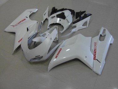 Blanco Perla con Rojo Calcomanías Carenado Moto Ducati 848 1098 1198 07-14