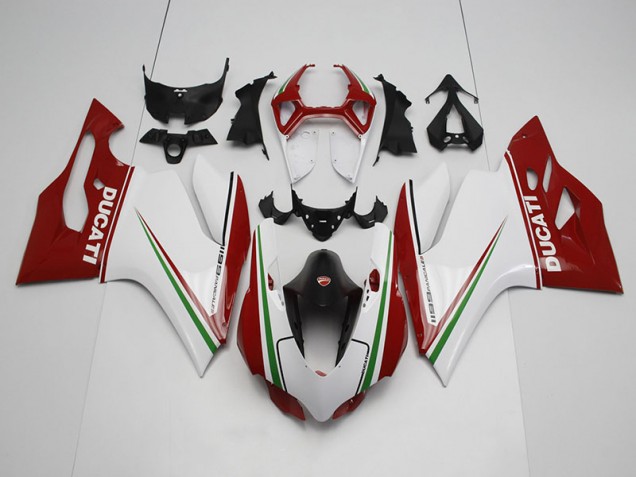 Blanco Rojo Inyección Kits Carenado Moto Ducati 1199 11-14 Blanco Rojo Inyección Kits Carenado Moto Ducati 1199 11-14