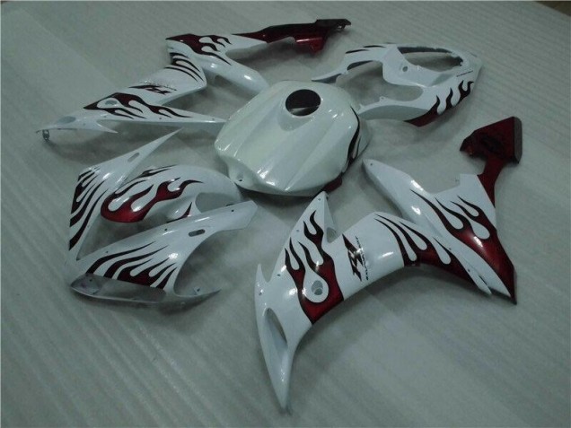 Blanco Rojo Llama Carenado Moto Yamaha R1 04-06