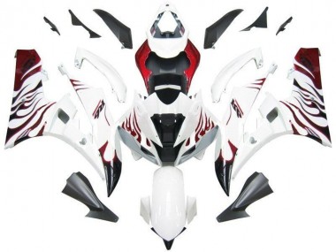 Blanco Rojo Llama Carenado Moto Yamaha R6 06-07