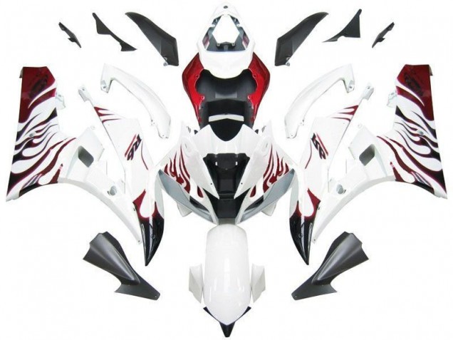 Blanco Rojo Llama Carenado Moto Yamaha R6 06-07 Blanco Rojo Llama Carenado Moto Yamaha R6 06-07