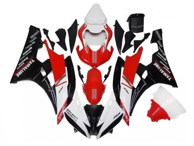 Blanco Rojo Negro Plástica Moto Yamaha R6 06-07 Blanco Rojo Negro Plástica Moto Yamaha R6 06-07