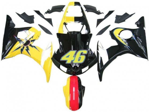 Negro Amarillo No. 46 Carenado Moto Yamaha R6 03-05