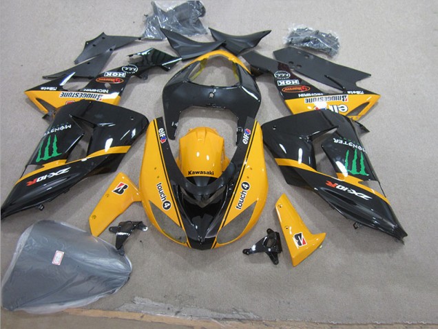 Negro Amarillo Touch4 Monster Carenado Moto Kawasaki ZX10R 06-07