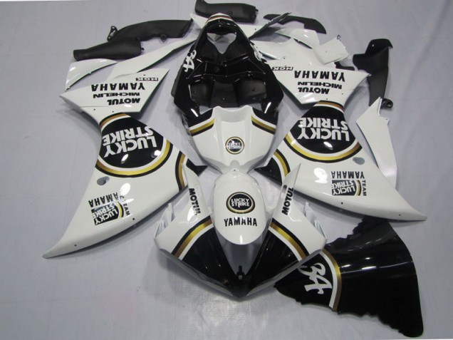 Negro Blanco Lucky Strike Carenado Moto Yamaha R1 09-11
