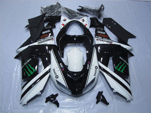 Negro Blanco Monster Touch4 Carenado Moto Kawasaki ZX6R 07-08 Negro Blanco Monster Touch4 Carenado Moto Kawasaki ZX6R 07-08