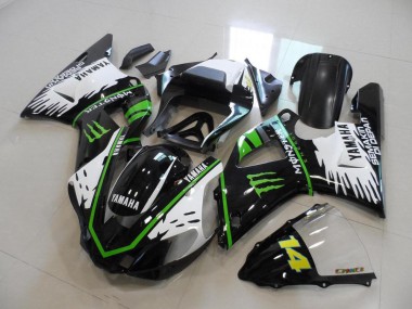 Negro Blanco Verde Monster Carenados Moto Yamaha R1 00-01