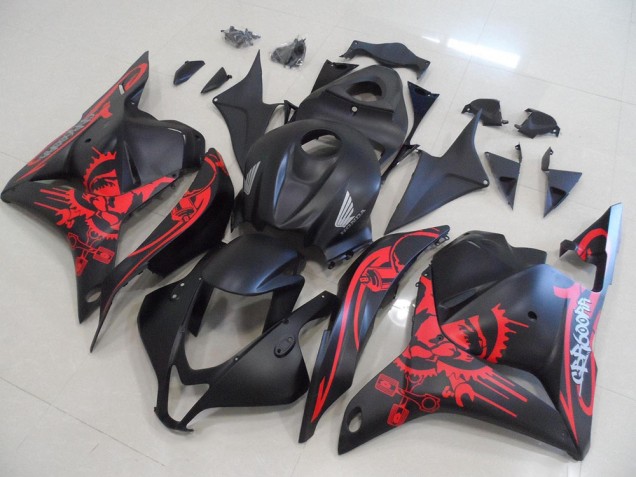 Negro Mate con Rojo Cráneo Carenado Moto Honda CBR 600 RR 09-12