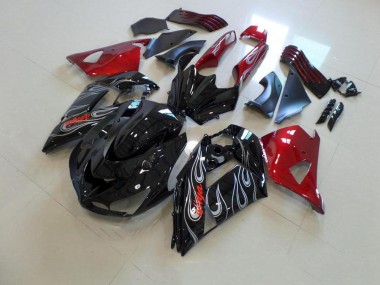 Negro Nd Rojo Plata Llama Carenado Moto Kawasaki ZX14R ZZR 1400 06-11