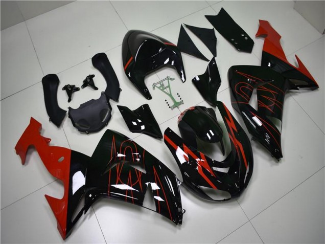 Negro Rojo Carenado Moto Kawasaki ZX10R 06-07