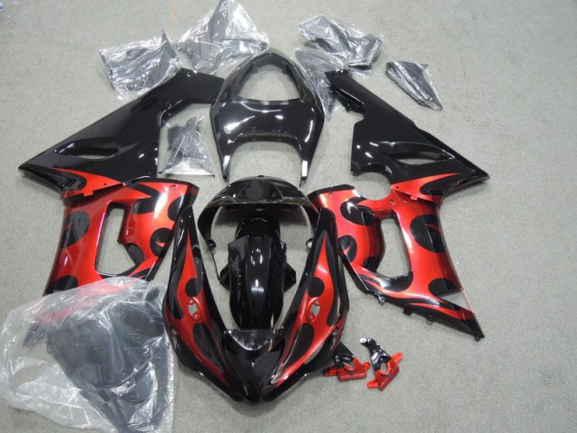 Negro Rojo Carenado Moto Kawasaki ZX6R 05-06 Negro Rojo Carenado Moto Kawasaki ZX6R 05-06