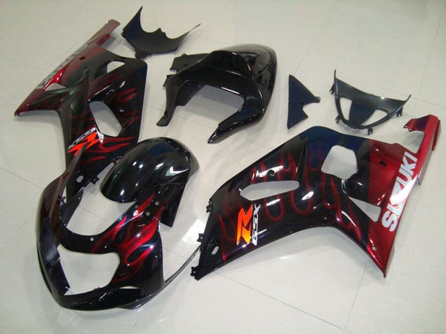 Negro Rojo Llama Carenado Moto Suzuki GSXR 750 K1 K2 K3 01-03 Negro Rojo Llama Carenado Moto Suzuki GSXR 750 K1 K2 K3 01-03