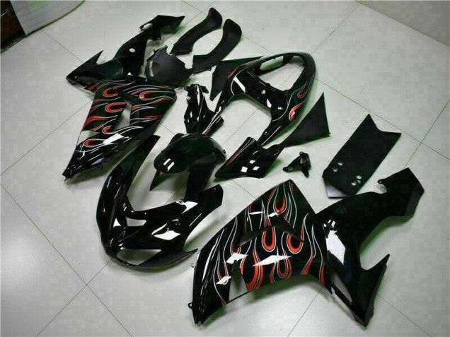 Negro Rojo Llama Kits Completo Carenado Moto Kawasaki ZX10R 06-07