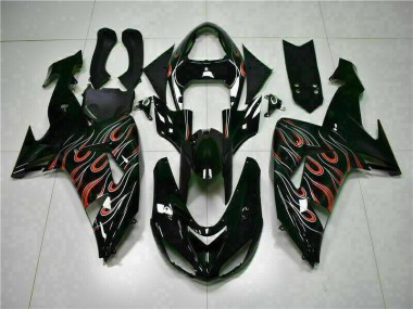 Negro Rojo Llama Kits Completo Carenado Moto Kawasaki ZX10R 06-07