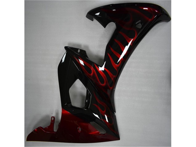 Negro Rojo Llama Plástico Moto Yamaha R6 03-05