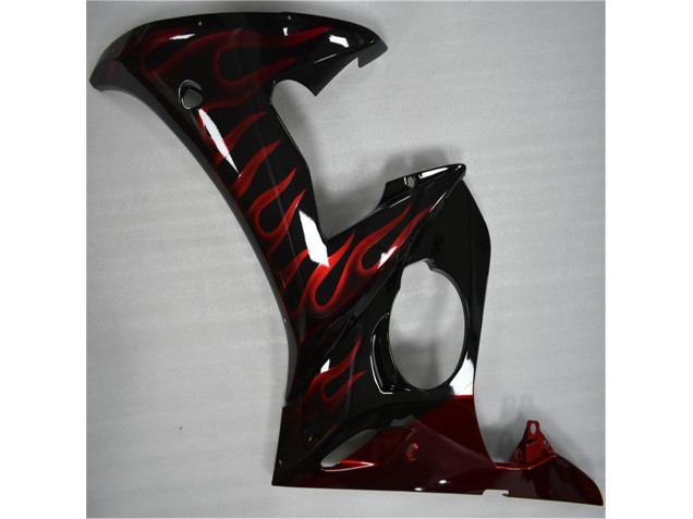 Negro Rojo Llama Plástico Moto Yamaha R6 03-05
