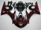Negro Rojo Llama Plástico Moto Yamaha R6 03-05