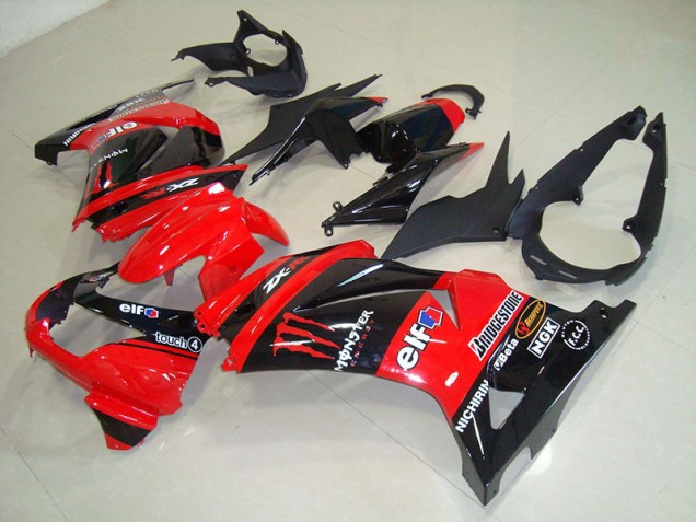 Negro Rojo Monster ABS Moto Plástica Kawasaki ZX 250R 08-12 Negro Rojo Monster ABS Moto Plástica Kawasaki ZX 250R 08-12