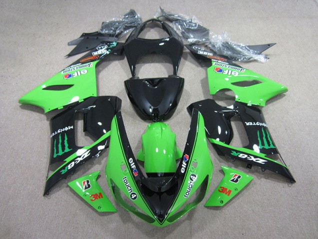 Negro Verde 3M Touch4 Monster Carenado Moto Kawasaki ZX6R 05-06 Negro Verde 3M Touch4 Monster Carenado Moto Kawasaki ZX6R 05-06