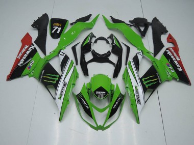 Negro Verde Blanco Monster Carenado Moto Kawasaki ZX6R 13-18