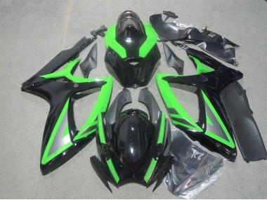 Negro Verde Kits ABS Carenado Motocicleta Suzuki GSXR 600 K6 06-07