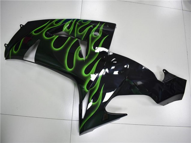 Negro Verde Llama Carenado Moto Kawasaki ZX10R 06-07 Negro Verde Llama Carenado Moto Kawasaki ZX10R 06-07