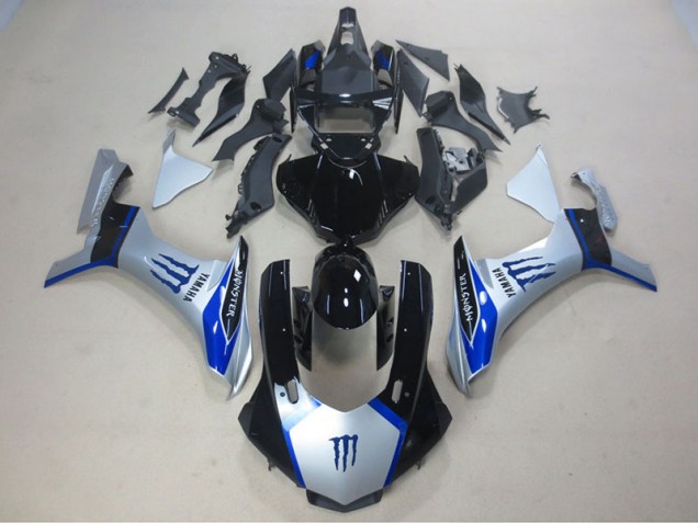 Plata Negro Azul Monster Carenado Moto Yamaha R1 15-19