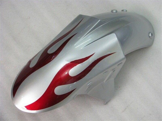 Plata Rojo Llamas Carenado Moto Kawasaki ZX6R 05-06 Plata Rojo Llamas Carenado Moto Kawasaki ZX6R 05-06