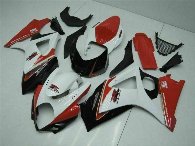 Rojo Blanco ABS Moto Plástica Suzuki GSXR 1000 K7 07-08 Rojo Blanco ABS Moto Plástica Suzuki GSXR 1000 K7 07-08