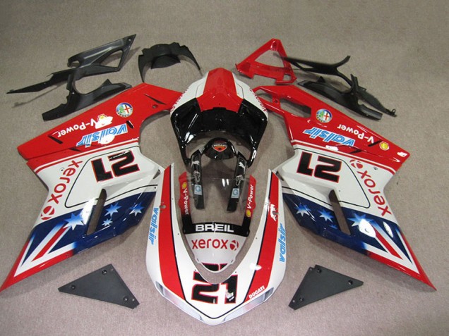 Rojo Blanco Breil Xerox 21 Carenado Moto Ducati 1098 07-14 Rojo Blanco Breil Xerox 21 Carenado Moto Ducati 1098 07-14
