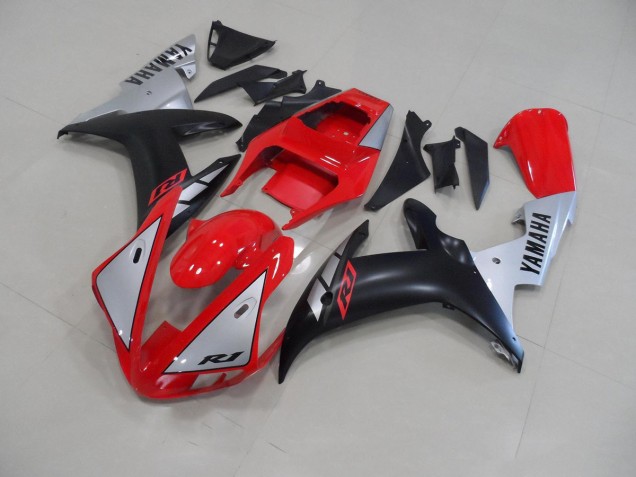 Rojo Mate Plata Carenado Moto Yamaha R1 02-03 Rojo Mate Plata Carenado Moto Yamaha R1 02-03