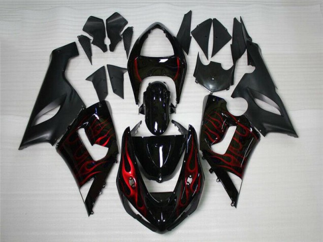 Rojo Negro ABS Moto Plástica Kawasaki ZX6R 05-06
