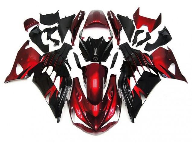Rojo Negro Carenado Moto Kawasaki ZX14R ZZR 1400 12-21 Rojo Negro Carenado Moto Kawasaki ZX14R ZZR 1400 12-21